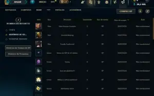 Mestre com 26 Champs e 3 Skins + 12 Fragmentos