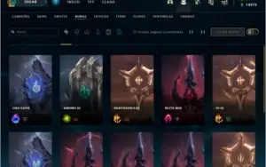 Season 1, 50 skins (Kayle Juíza e etc) e ícones desde 2012