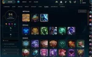 Season 1, 50 skins (Kayle Juíza e etc) e ícones desde 2012