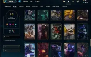 Conta prata 1 com 59 skins e 113 champs