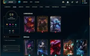 Conta prata 1 com 59 skins e 113 champs
