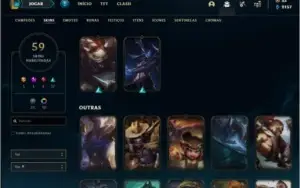 Conta prata 1 com 59 skins e 113 champs