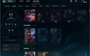 Vendo conta MESTRE, 83 skins,14 páginas de runa.