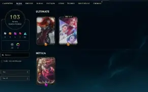Conta League of legends, 103 skins Com prestigio , Ouro 1 