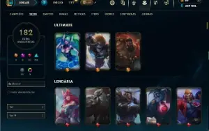 Unranked com TODOS os champs e 182 Skins ( Nivel 744 )