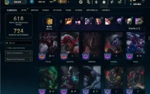 Unranked com TODOS os champs e 182 Skins ( Nivel 744 )