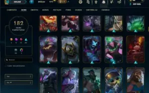 Unranked com TODOS os champs e 182 Skins ( Nivel 744 )