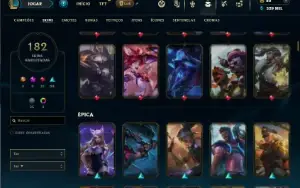 Unranked com TODOS os champs e 182 Skins ( Nivel 744 )
