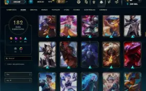 Unranked com TODOS os champs e 182 Skins ( Nivel 744 )