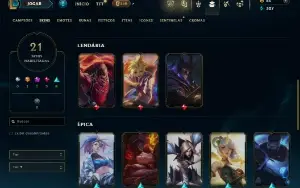 Unranked com 50 Champs e 21 Skins ( MID / JG / TOP )