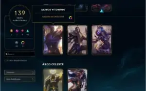 Conta lvl 315, 152 campeões, 139 skins(3 vitoriosas)