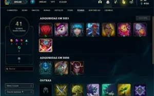 Conta prata 4 com 25 Champs e 4 Skins + 2 Fragmentos de skin