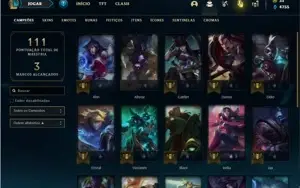 Conta prata 4 com 25 Champs e 4 Skins + 2 Fragmentos de skin