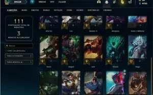 Conta prata 4 com 25 Champs e 4 Skins + 2 Fragmentos de skin