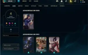 Conta prata 4 com 25 Champs e 4 Skins + 2 Fragmentos de skin