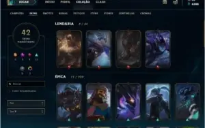Conta League of Legends Ouro 3,  42 skins 320 reais