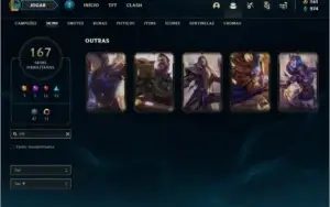Conta platina 3 com 166 skins e TODOS os champs