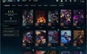 Conta platina 3 com 166 skins e TODOS os champs