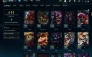 Conta platina 3 com 166 skins e TODOS os champs