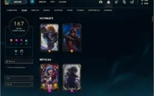 Conta platina 3 com 166 skins e TODOS os champs