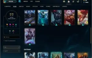 Conta platina 4 barata com 22 skins e 56 champs