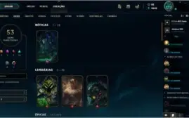 Conta LoL Platina 3, 121 campeões, 53 skins
