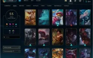 CONTA GOLD 1 55 SKINS 10 CROMAS 72 CAMPEÕES
