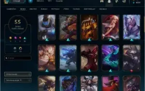 CONTA GOLD 1 55 SKINS 10 CROMAS 72 CAMPEÕES