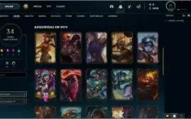 CONTA LOL LVL 119 PLATINA 4, 72 CHAMPS, 34 SKINS