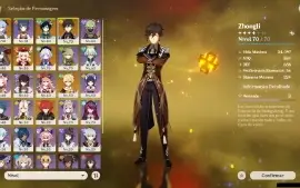 Genshin Impact - Ar52 , 7 Personagens T5 + 1 Arma T5