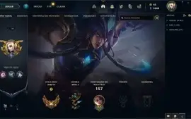 Ouro IV, 91 Campeões, 32 Skins, 3 Lendárias e 13 Épicas