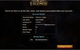 Conta no lol