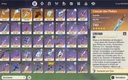 EULA C1, ZHONGLI C1 +OUTROS PERSONAGENS E ARMAS T5