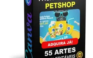 Pack Canva Petshop - 55 Artes Editáveis