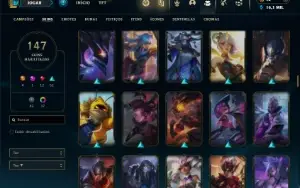 Ouro 4 com TODOS os champs e 147 Skins ( Nivel 515 )