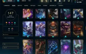 Ouro 4 com TODOS os champs e 147 Skins ( Nivel 515 )