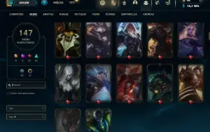 Ouro 4 com TODOS os champs e 147 Skins ( Nivel 515 )