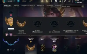 Ouro 4 com TODOS os champs e 147 Skins ( Nivel 515 )