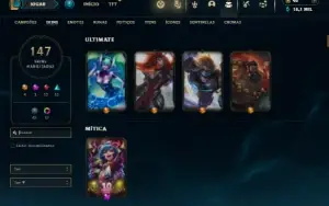 Ouro 4 com TODOS os champs e 147 Skins ( Nivel 515 )