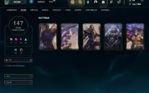 Ouro 4 com TODOS os champs e 147 Skins ( Nivel 515 )