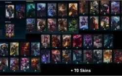 Nível 256, 152 Campeões, 119 Skins, 10 Lendárias, 36 Épicas