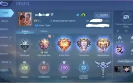 CONTA TOP MOBILE LEGENDS C/ SKIN LEGEND 190 SKINS+106 HEROES