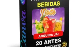 Pack Canva Bebidas - 20 Artes Editáveis