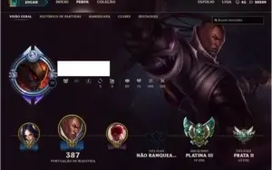 CONTA  BORDA DIAMANTE MAIS DE 100 SKINS 8 PAG RUNAS