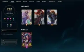 Conta Lol,todos campeões,128 skins, 3 ultimates,10 lendarias
