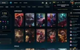 Conta Lol,todos campeões,128 skins, 3 ultimates,10 lendarias