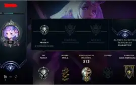 Conta de LoL, 129 Campeões, 152 Skins, Season 10 Diamante 4