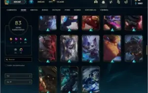 Conta ouro 1 com 83 skins e 145 champs