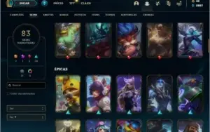 Conta ouro 1 com 83 skins e 145 champs