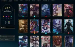 Ouro 2 com TODOS os champs e 247 Skins ( Nivel 738 )